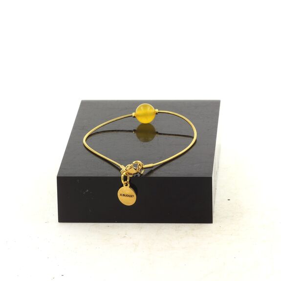 Bracelet en acier doré inoxydable 1 Perle Agate jaune 8 mm.