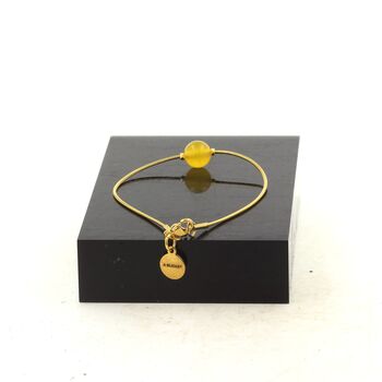 Bracelet en acier doré inoxydable 1 Perle Agate jaune 8 mm.