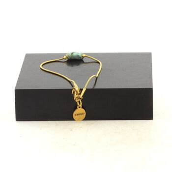 Golden stainless steel bracelet 1 Freeform African Turquoise from Africa 5mm-8mm Bead.