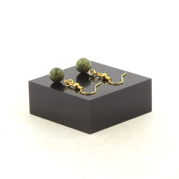 Boucles D'oreilles 1 Perle Serpentine en acier doré inoxydable.