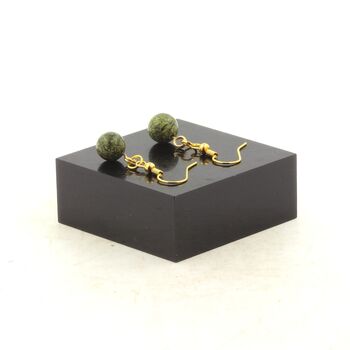 Boucles D'oreilles 1 Perle Serpentine en acier doré inoxydable.