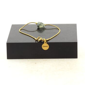 Golden stainless steel bracelet 1 Freeform Prehnite from Canada 5mm-8mm Bead.