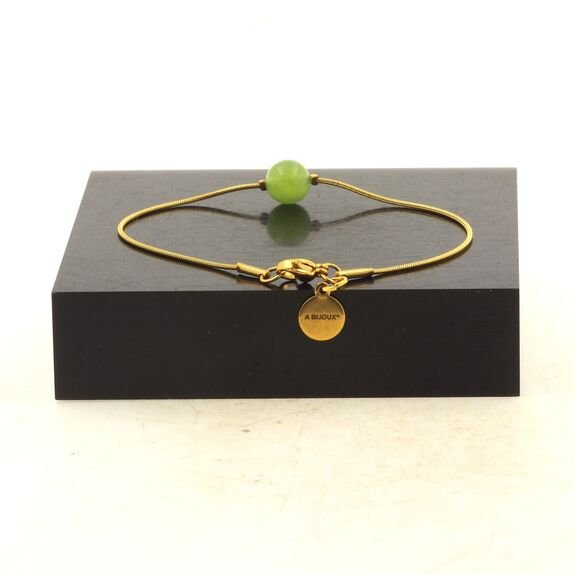 Golden stainless steel bracelet 1 Peridot Bead 8 mm.
