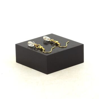 Boucles D'oreilles 1 Perle Topaze du Brésil en acier doré inoxydable.
