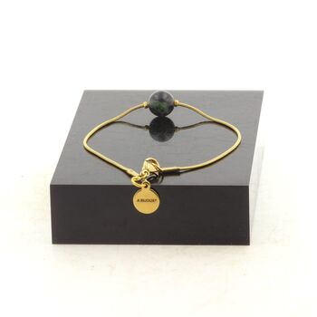 Golden stainless steel bracelet 1 Epidote from Australia 8 mm Bead.