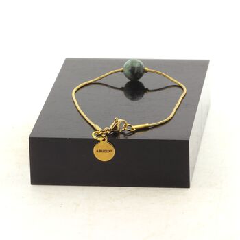 Golden stainless steel bracelet 1 African Turquoise 8 mm Bead.
