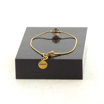 Golden stainless steel bracelet 1 Smoky Quartz from Brazil Bead 8mm.