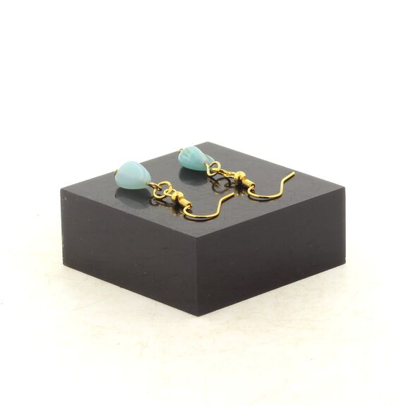 Boucles D'oreilles 1 Perle Amazonite du Brésil en acier doré inoxydable.