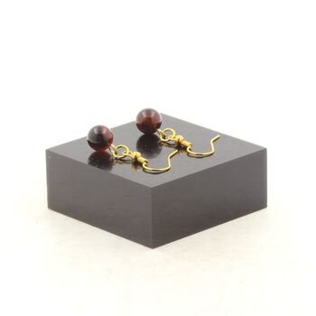 Boucles D'oreilles 1 Perle Agate de Rêve en acier doré inoxydable.
