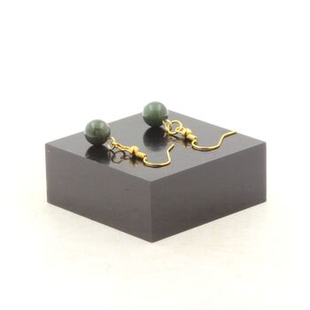 Boucles D'oreilles 1 Perle Agate mousse 8 mm en acier doré inoxydable.