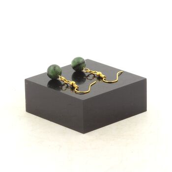 Boucles D'oreilles 1 Perle Epidote d'Australie 8 mm en acier doré inoxydable.