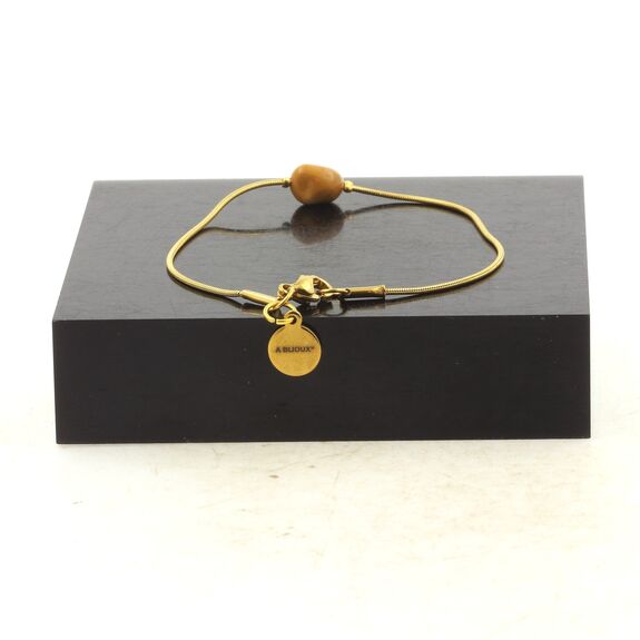 Golden Stainless steel bracelet 1 Freeform Mookaite from Australia Bead 5mm-8mm.