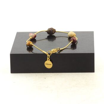 Golden Stainless steel bracelet 5 Freeform Mookaite from Australia Beads 5mm-8mm.