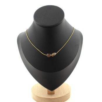 Auralite from Canada 2 beads necklace. Golden stainless steel chain