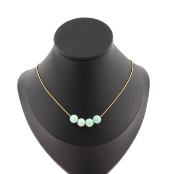 Amazonite 4 beads 8 mm necklace. Golden stainless steel chain