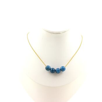 Apatite 4 beads 8 mm necklace. Golden Stainless steel chain