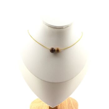 Wood 2 beads 8 mm necklace. Golden stainless steel chain