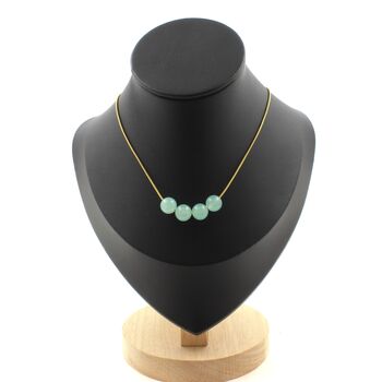 Angelite 4 beads 8 mm necklace. Golden Stainless steel chain