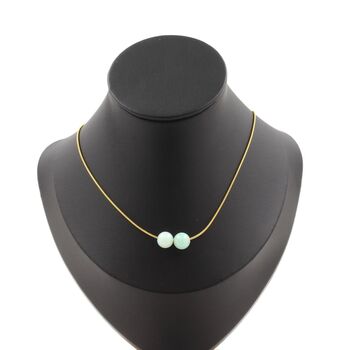 Amazonite 2 beads 8 mm necklace. Golden stainless steel chain