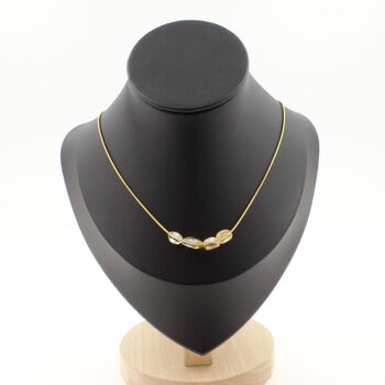 Citrine from Brazil 4 beads necklace. Golden Stainless steel chain