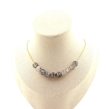Dragon vein Agate 10 beads 8 mm necklace. Golden stainless steel chain