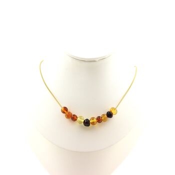 Genuine Baltic Sea Amber 10 beads necklace. Golden stainless steel chain