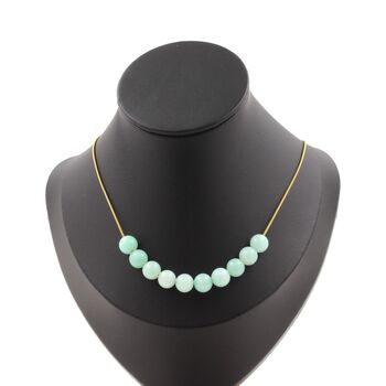 Amazonite 10 beads 8 mm necklace. Golden stainless steel chain