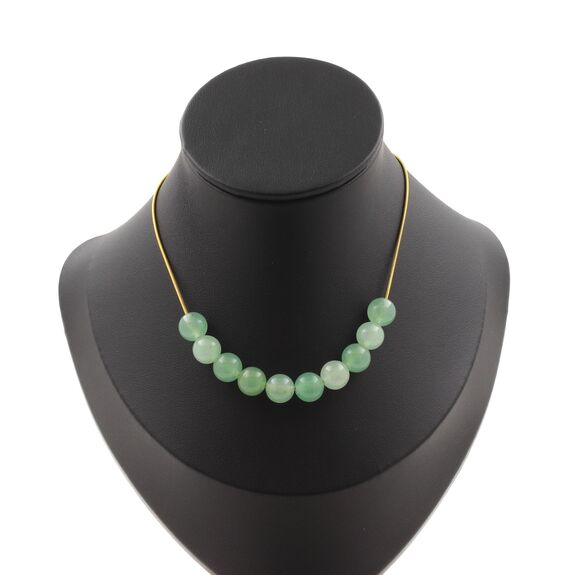Aventurine 10 beads 8 mm necklace. Golden stainless steel chain