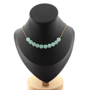 Angelite 10 beads 8 mm necklace. Golden stainless steel chain