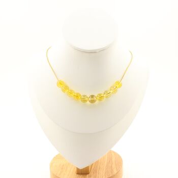Citrine 8 mm 10 beads necklace. Golden stainless steel chain