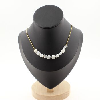 Howlite from the USA 10 beads necklace. Golden stainless steel chain