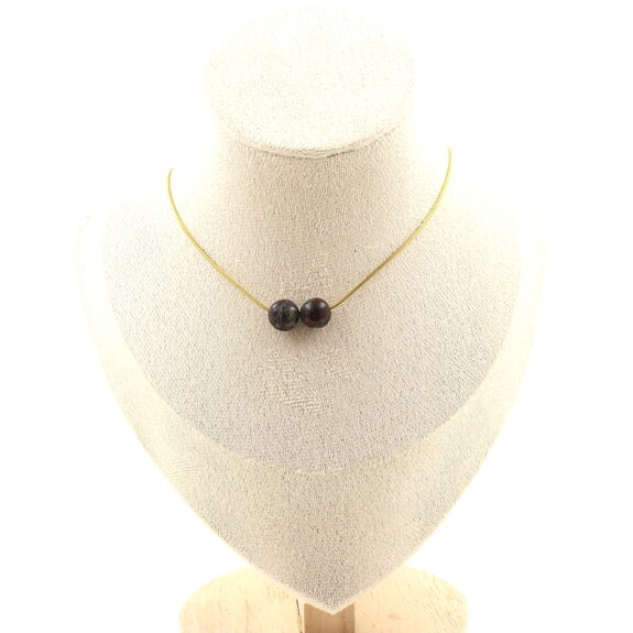 Dragon Blood Jasper 8 mm 2 beads necklace. Golden stainless steel chain