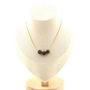 Dragon Blood Jasper 8 mm 3 beads necklace. Golden stainless steel chain