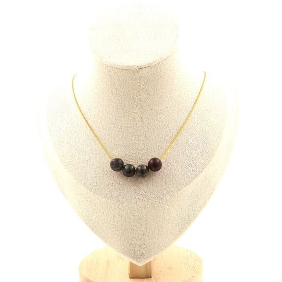 Dragon Blood Jasper 8 mm 4 beads necklace. Golden stainless steel chain