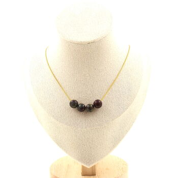 Dragon Blood Jasper 8 mm 4 beads necklace. Golden stainless steel chain