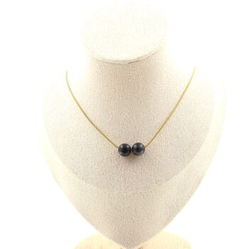 Labradorite 8mm 2 beads necklace. Golden stainless steel chain