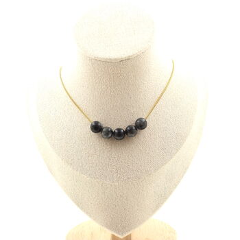 Labradorite 8mm 5 beads necklace. Golden stainless steel chain