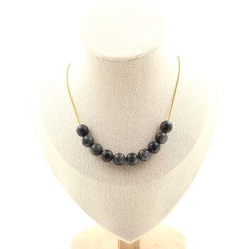 Labradorite 8mm 10 beads necklace. Golden stainless steel chain