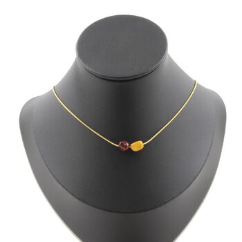Mookaite from Australia 8 mm 2 beads necklace. Golden stainless steel chain