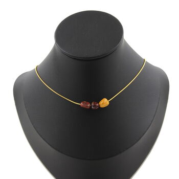 Mookaite from Australia 8 mm 3 beads necklace. Golden stainless steel chain