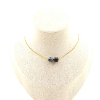 Snowflake Obsidian 8 mm 2 beads necklace. Golden stainless steel chain