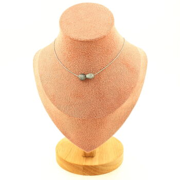 Hawk's Eye from South Africa 2 beads necklace. Stainless steel chain