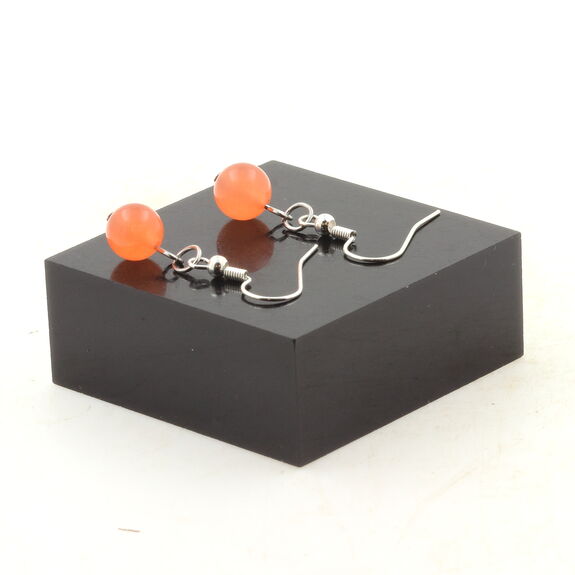 Boucles D'oreilles 1 Perle Calcédoine orange 8 mm en acier inoxydable.