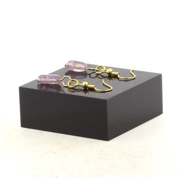 Golden Stainless steel Earrings Charoite from Russia 1 Bead.