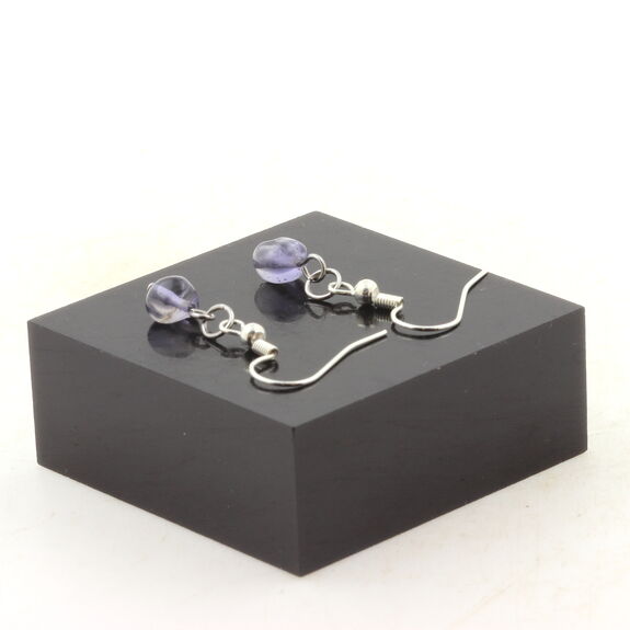 Stainless steel Earrings Cordierite Iolite from Madagascar 1 Bead.