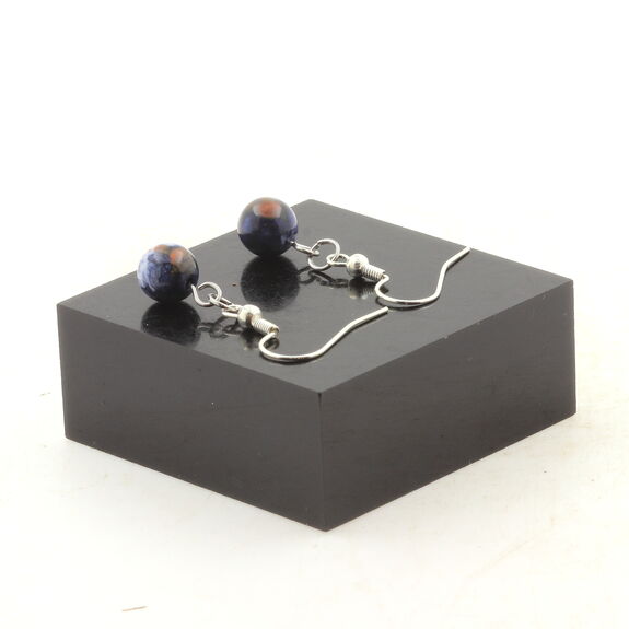 Stainless steel Earrings Blue Jasper 8 mm 1 Bead.
