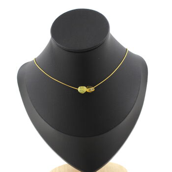 Yellow Opal from Australia 2 beads necklace. Golden Stainless steel chain