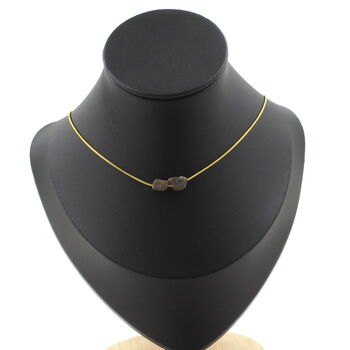 Boulder Opal from Australia 2 beads necklace. Golden Stainless steel chain