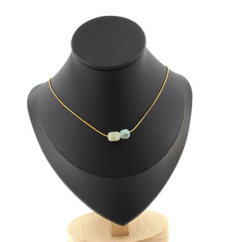 Multicolored Opal from Australia 2 beads necklace. Golden Stainless steel chain