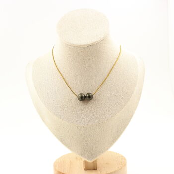 Pyrite from Spain 8 mm 2 beads necklace. Golden Stainless steel chain